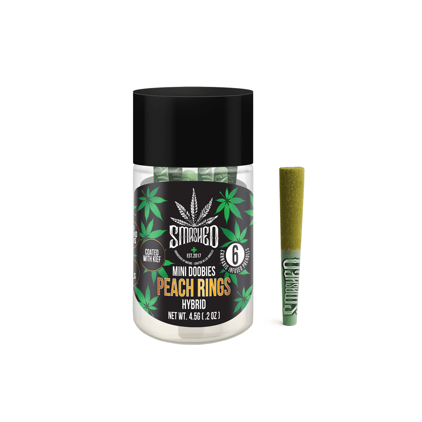 Mini Doobies Liquid Diamond Peach Rings (Hybrid) 6 Pack - Smashed Brand - 