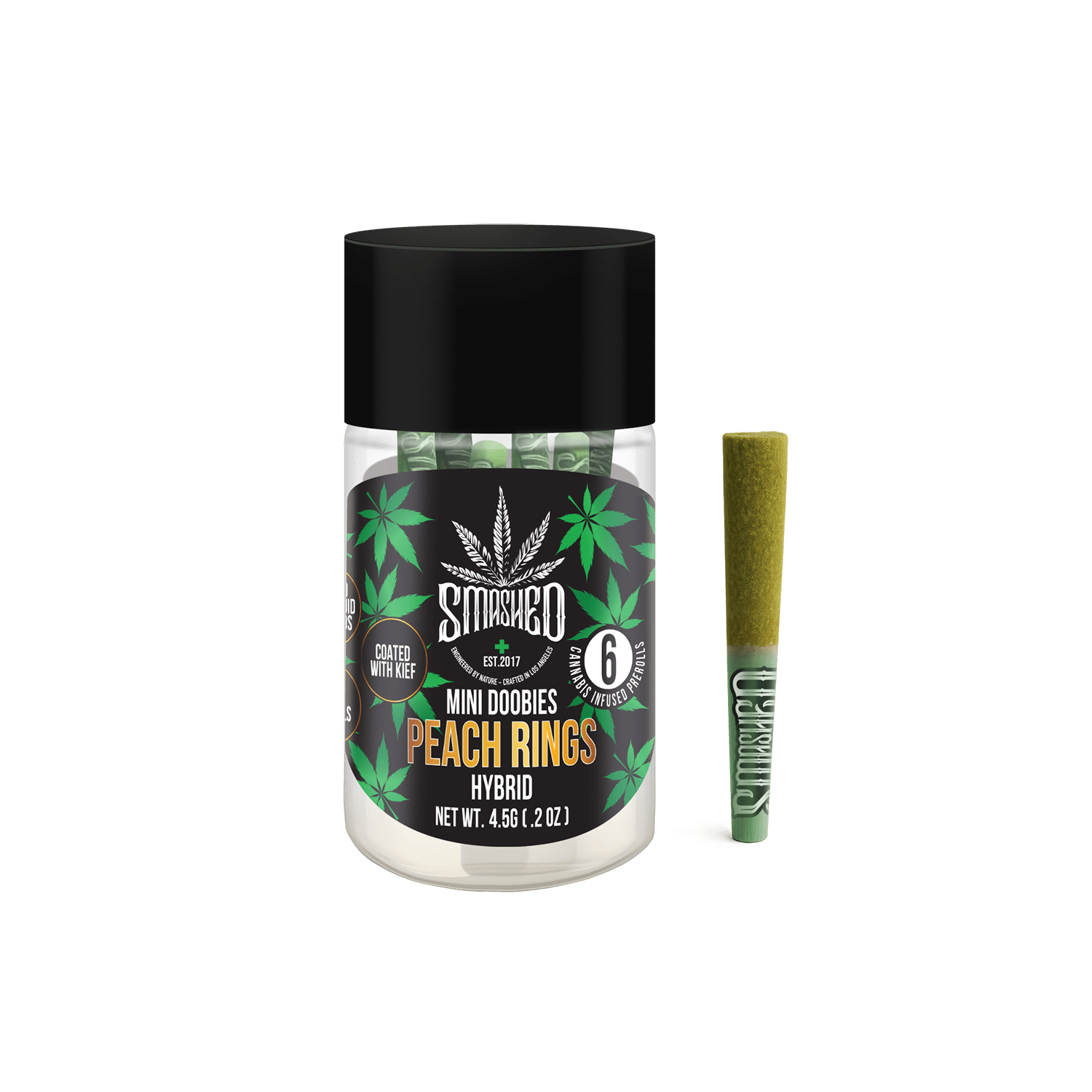 Mini Doobies Liquid Diamond Peach Rings (Hybrid) 6 Pack - Smashed Brand - 