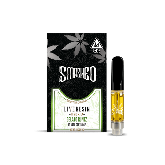 Smashed Cartridge Live Resin 1G Gelato Runtz (Hybrid) - Smashed Brand - 