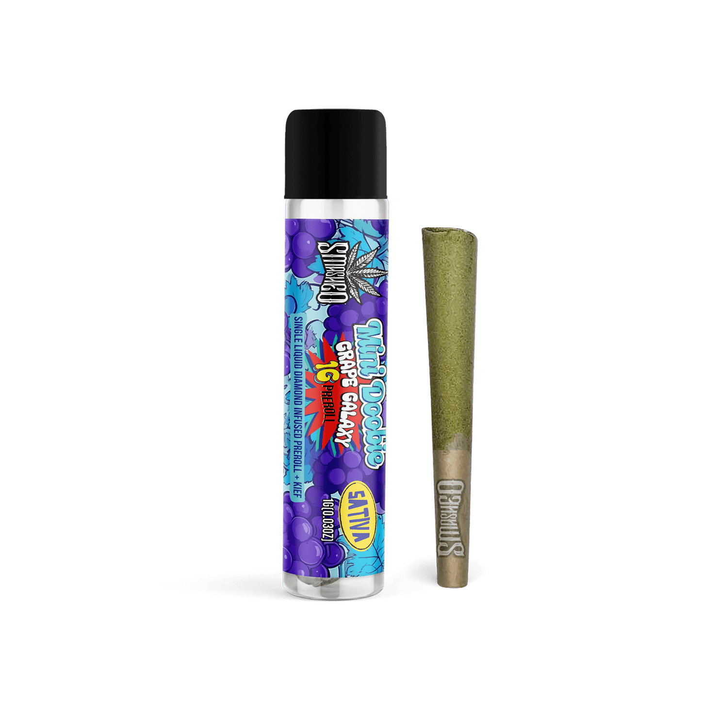 Smashed Mini Doobie Liquid Diamond Grape Galaxy Preroll (Sativa) - Smashed Brand - 